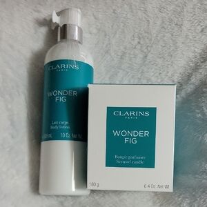 Clarins Body Lotion And Candle Bundle NWT